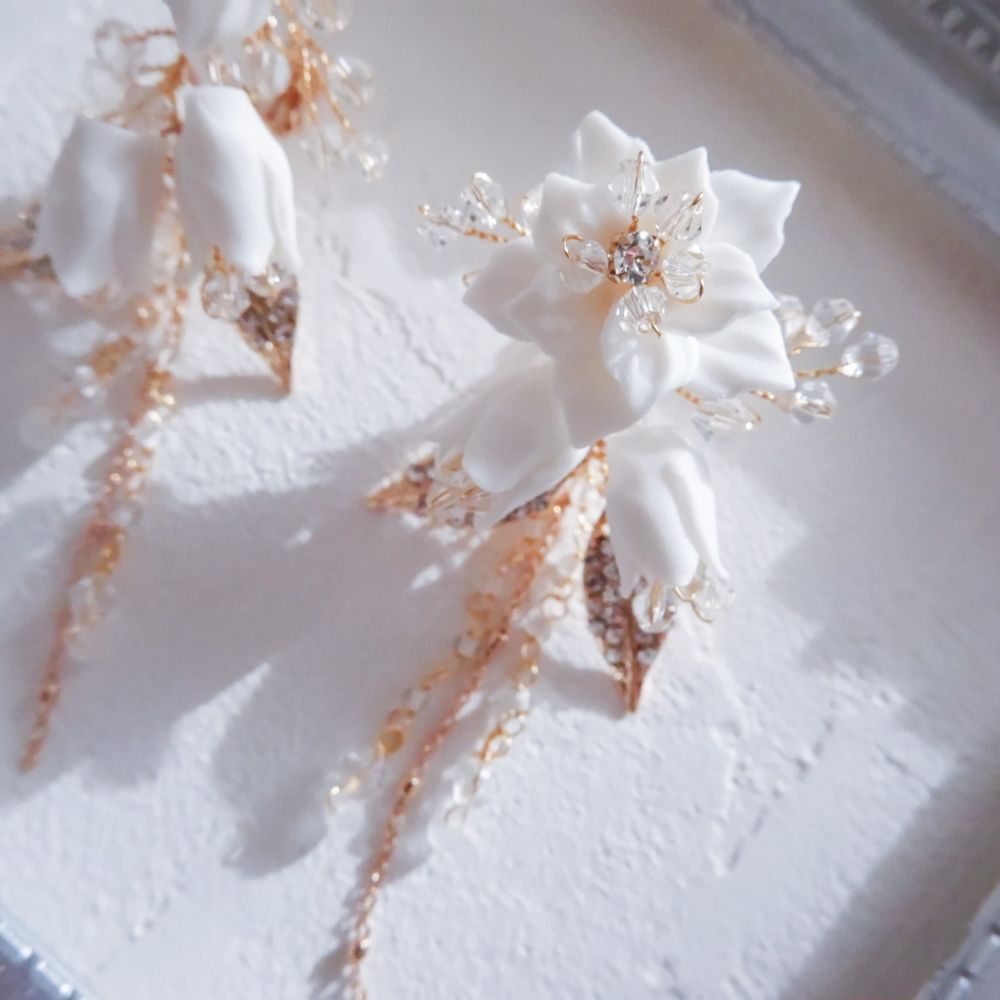 【イヤリング】ブライダルイヤリング 小枝イヤリング ビジュー ゴールド n1 【結婚式 ピアス イヤリング】