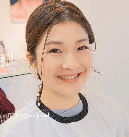 【ピアス・イヤリング】オリジナル商品Amour フラワー淡水パールピアス 【結婚式 ピアス イヤリング】