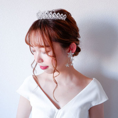 【ヘッドドレス】ティアラ ビジュー ブライダルヘッドドレス シルバー n3 【結婚式 ヘアアクセサリー】