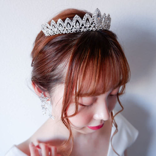 【ヘッドドレス】ティアラ ビジュー ブライダルヘッドドレス シルバー n3 【結婚式 ヘアアクセサリー】