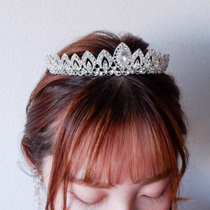 【ヘッドドレス】ティアラ ビジュー ブライダルヘッドドレス シルバー n3 【結婚式 ヘアアクセサリー】