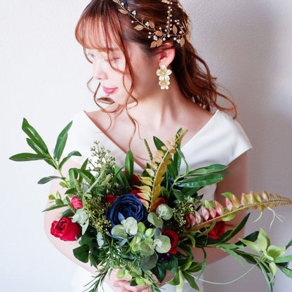 【ピアス】ブライダルピアス アンティークピアス フラワー ゴールド n4 【結婚式 ピアス イヤリング】