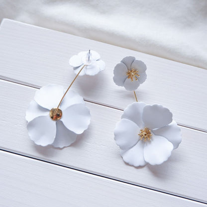 【ピアス】2way ブライダルピアス ホワイトフラワー ゴールド n11 【結婚式 ピアス イヤリング】