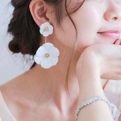 【ピアス】2way ブライダルピアス ホワイトフラワー ゴールド n11 【結婚式 ピアス イヤリング】