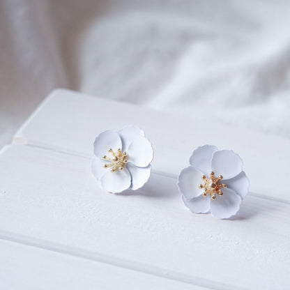 【ピアス】2way ブライダルピアス ホワイトフラワー ゴールド n11 【結婚式 ピアス イヤリング】