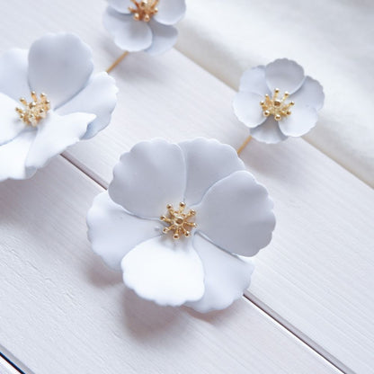 【ピアス】2way ブライダルピアス ホワイトフラワー ゴールド n11 【結婚式 ピアス イヤリング】