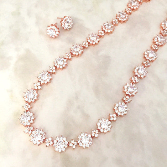 classical gold ジルコニアネックレス&ピアスset 【結婚式 アクセサリーセット】