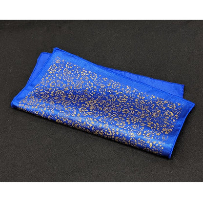 【着物職人手作り 金彩シルクポケットチーフ】ブルー ゴールド Nsplus 19679 【結婚式 ハンカチ チーフ 小物】