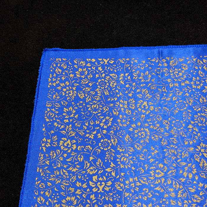 【着物職人手作り 金彩シルクポケットチーフ】ブルー ゴールド Nsplus 19679 【結婚式 ハンカチ チーフ 小物】