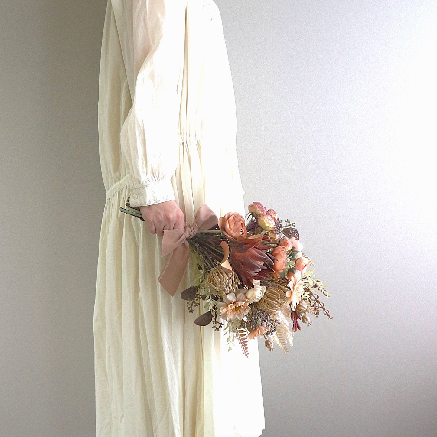 プロテアとパンパスグラスのブーケ＆ブートニアset