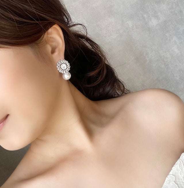 【ピアス・イヤリング】Tournesol ジルコニアブライダルピアス 【結婚式 ピアス イヤリング】