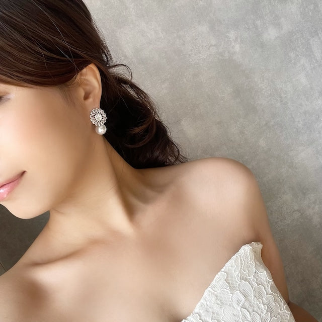 【ピアス・イヤリング】Tournesol ジルコニアブライダルピアス 【結婚式 ピアス イヤリング】