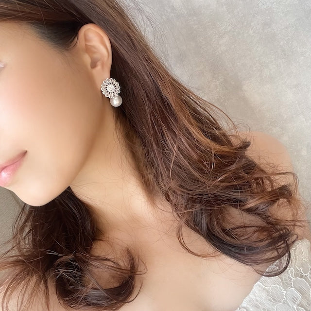 【ピアス・イヤリング】Tournesol ジルコニアブライダルピアス 【結婚式 ピアス イヤリング】