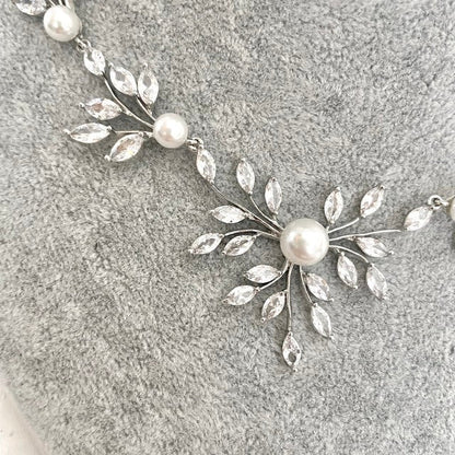 Jardin ジルコニアブライダルネックレス&ピアスセット 【結婚式 アクセサリーセット】