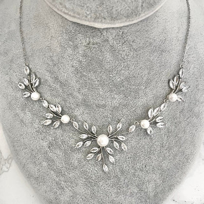 Jardin ジルコニアブライダルネックレス&ピアスセット 【結婚式 アクセサリーセット】