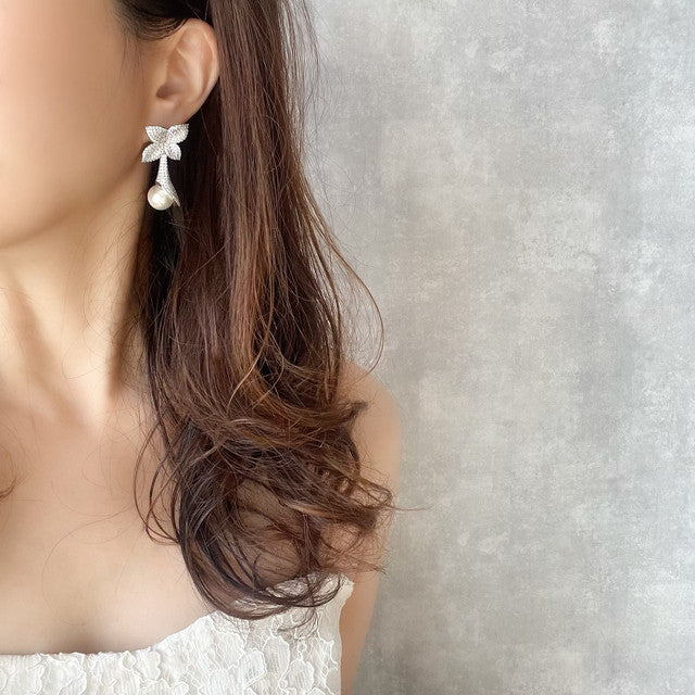 【ピアス・イヤリング】Noix ジルコニアブライダルピアス 【結婚式 ピアス イヤリング】