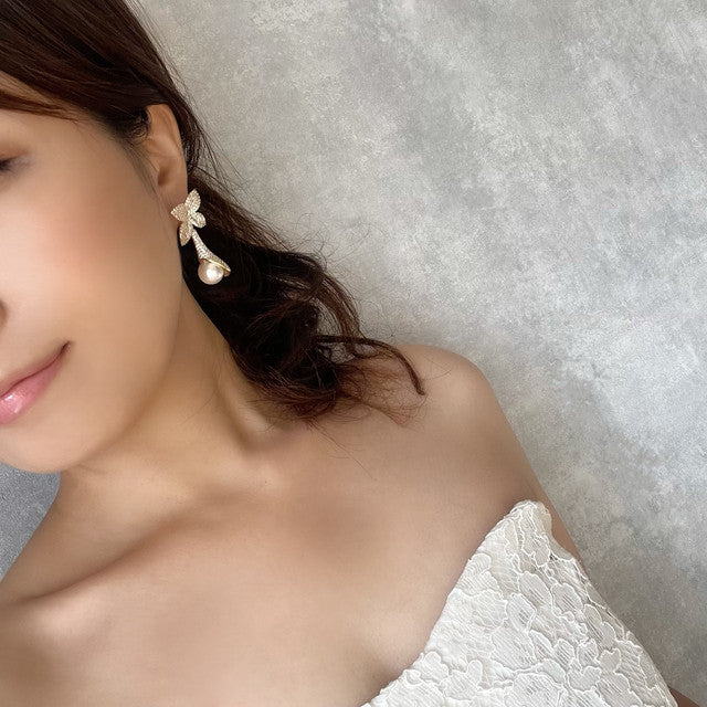 【ピアス・イヤリング】Noix ジルコニアブライダルピアス 【結婚式 ピアス イヤリング】