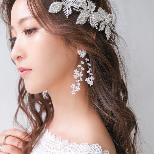 【ピアス】ジルコニア フラワー ウェディング ブライダルピアス シルバー n15 【結婚式 ピアス イヤリング】