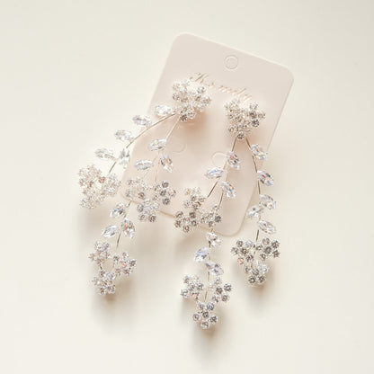 【イヤリング】ジルコニア フラワー ウェディング ブライダルイヤリング シルバー n15 【結婚式 ピアス イヤリング】