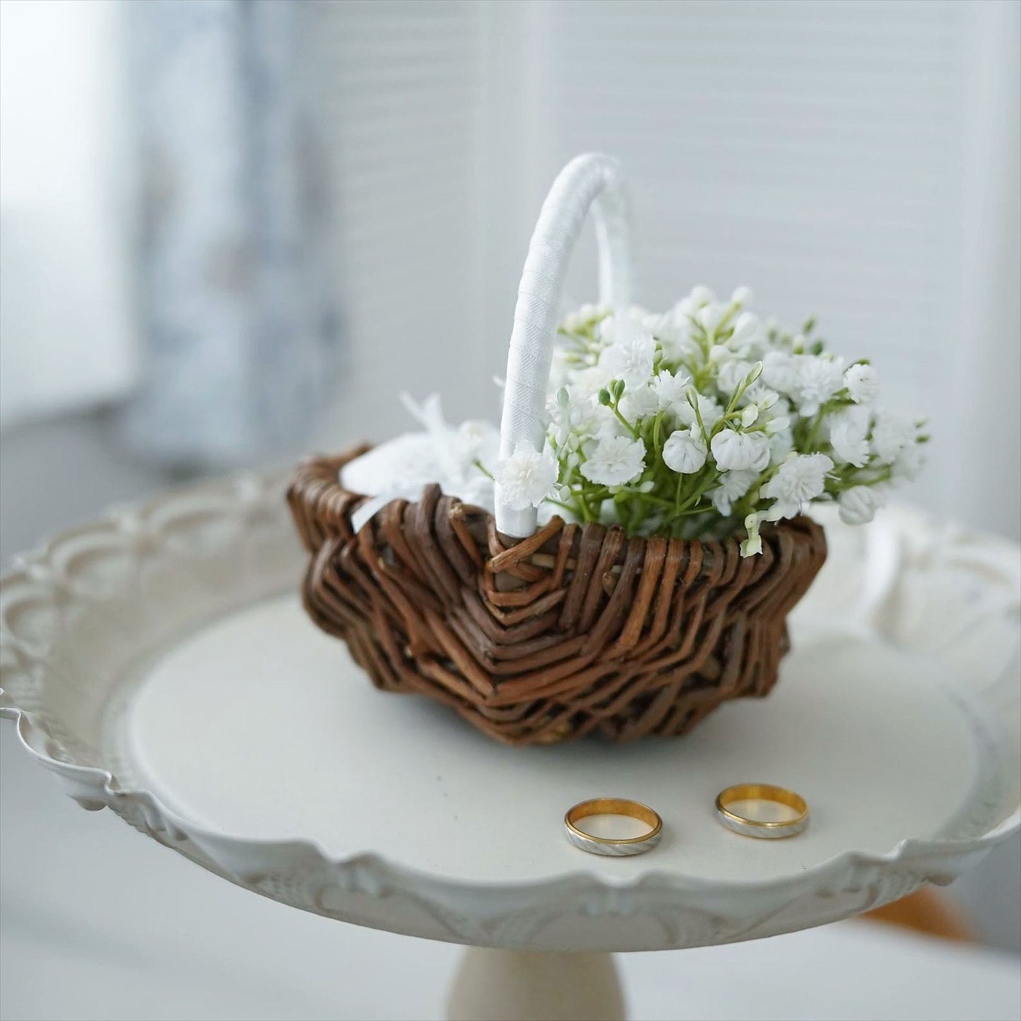 カスミソウのリングピロー【結婚式　リングピロー】