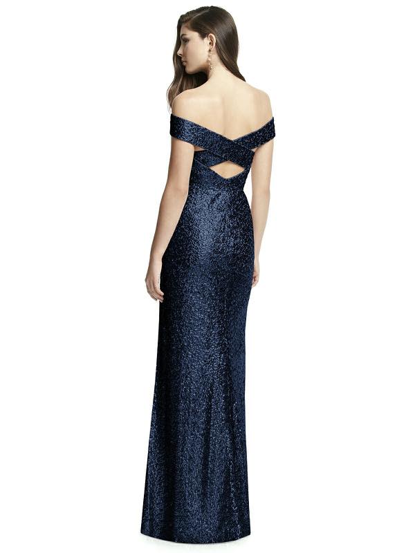 3002 スパンコール グリッター クロスバック オフショルダー ロングドレス 3色 【結婚式 ブライズメイド アッシャー オーダーメイド】