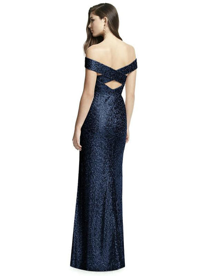 3002 スパンコール グリッター クロスバック オフショルダー ロングドレス 3色 【結婚式 ブライズメイド アッシャー オーダーメイド】