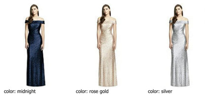 3002 スパンコール グリッター クロスバック オフショルダー ロングドレス 3色 【結婚式 ブライズメイド アッシャー オーダーメイド】