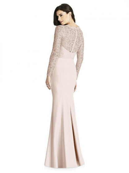 3014 長袖レース マーメイド ロングドレス 8色 【結婚式 ブライズメイド アッシャー オーダーメイド】