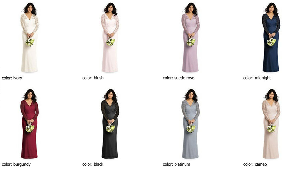 3014 長袖レース マーメイド ロングドレス 8色 【結婚式 ブライズメイド アッシャー オーダーメイド】