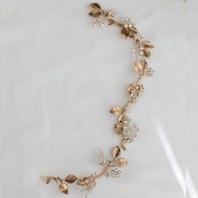 小枝カチューシャ ブライダルヘッドドレス ビジュー リーフ m10 【結婚式 ヘアアクセサリー】