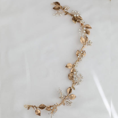 小枝カチューシャ ブライダルヘッドドレス ビジュー リーフ m10 【結婚式 ヘアアクセサリー】