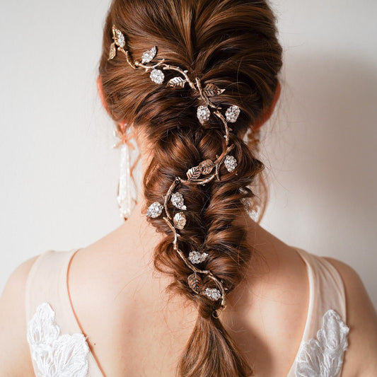 小枝カチューシャ ブライダルヘッドドレス ビジュー リーフ m11 【結婚式 ヘアアクセサリー】