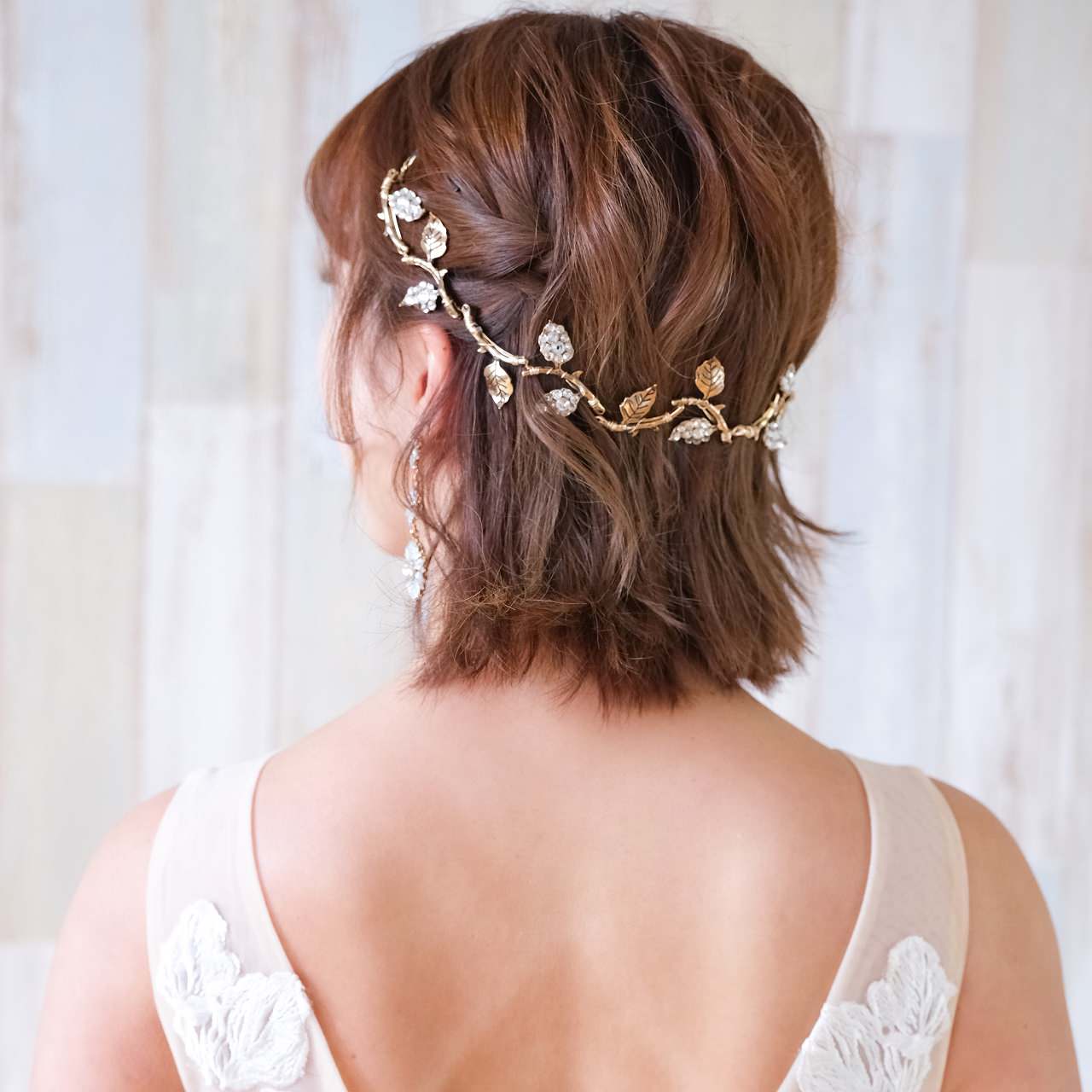 小枝カチューシャ ブライダルヘッドドレス ビジュー リーフ m11 【結婚式　ヘアアクセサリー】