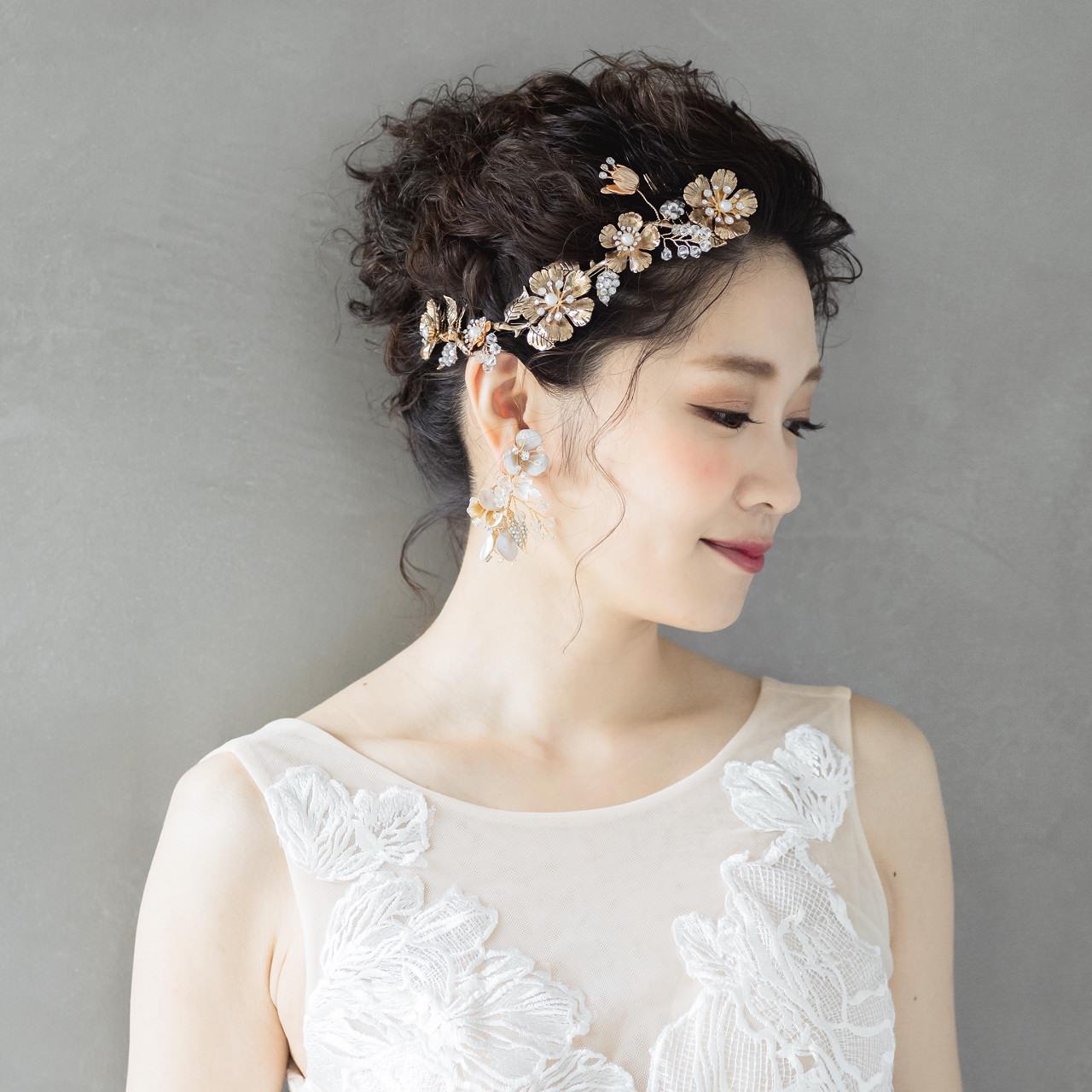 ヘッドコーム ブライダルヘッドドレス ビジュー リーフ フラワー m12 【結婚式　ヘアアクセサリー】