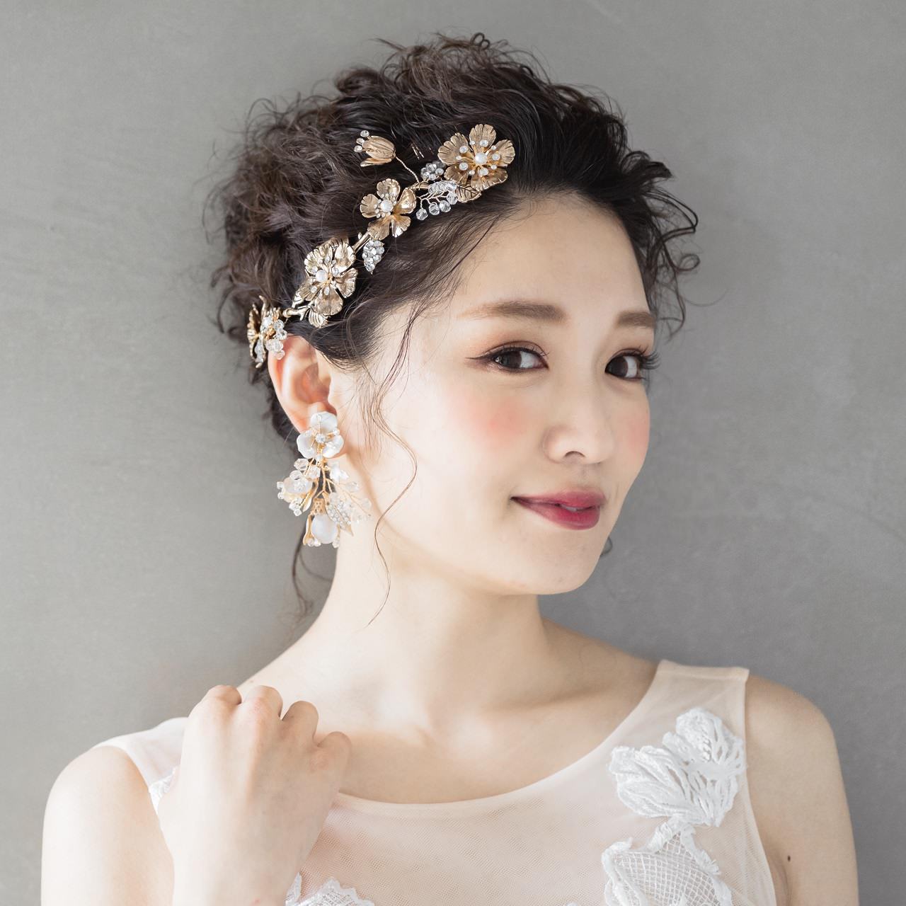 ヘッドコーム ブライダルヘッドドレス ビジュー リーフ フラワー m12 【結婚式　ヘアアクセサリー】