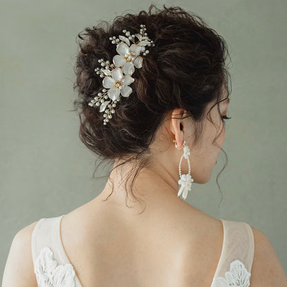 ヘッドコーム ブライダルヘッドドレス ビジュー パール フラワー m13 【結婚式 ヘアアクセサリー】