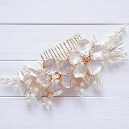 ヘッドコーム ブライダルヘッドドレス ビジュー パール フラワー m13 【結婚式 ヘアアクセサリー】