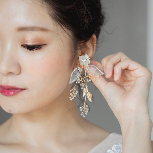 【ピアス】ブライダルピアス アンティークピアス フラワー ゴールド m15 【結婚式 ピアス イヤリング】