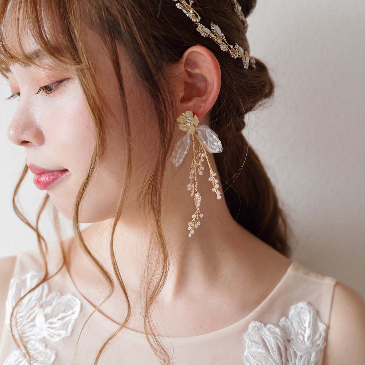 【ピアス】ブライダルピアス アンティークピアス フラワー ゴールド m15 【結婚式 ピアス イヤリング】