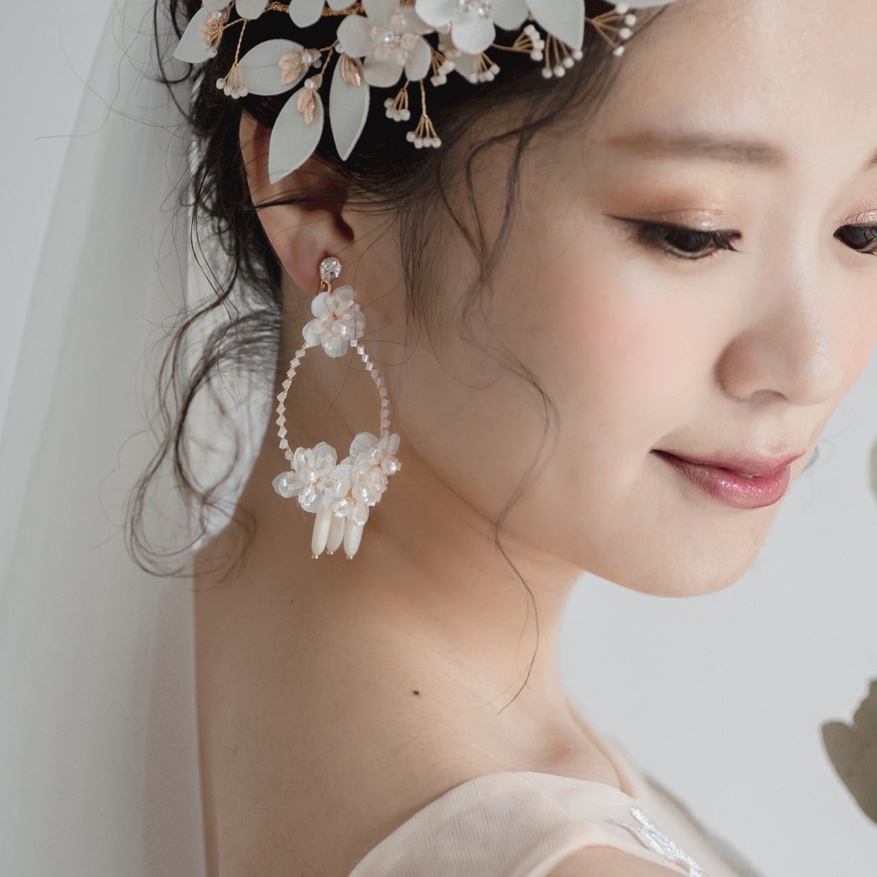 【ピアス】ブライダルピアス アンティークピアス フラワー ゴールド m16 【結婚式 ピアス イヤリング】