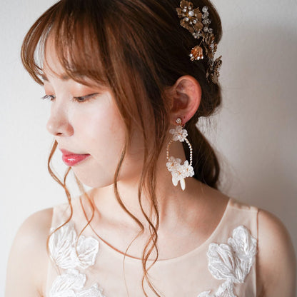 【ピアス】ブライダルピアス アンティークピアス フラワー ゴールド m16 【結婚式 ピアス イヤリング】