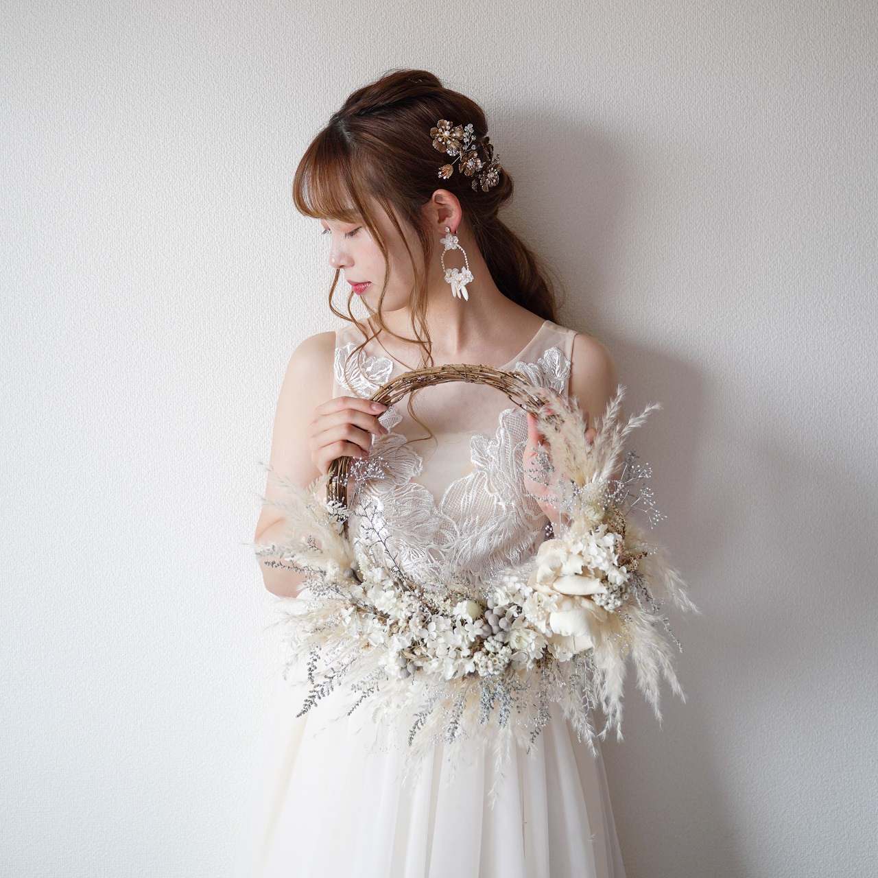 【ピアス】ブライダルピアス アンティークピアス フラワー ゴールド m16 【結婚式 ピアス イヤリング】