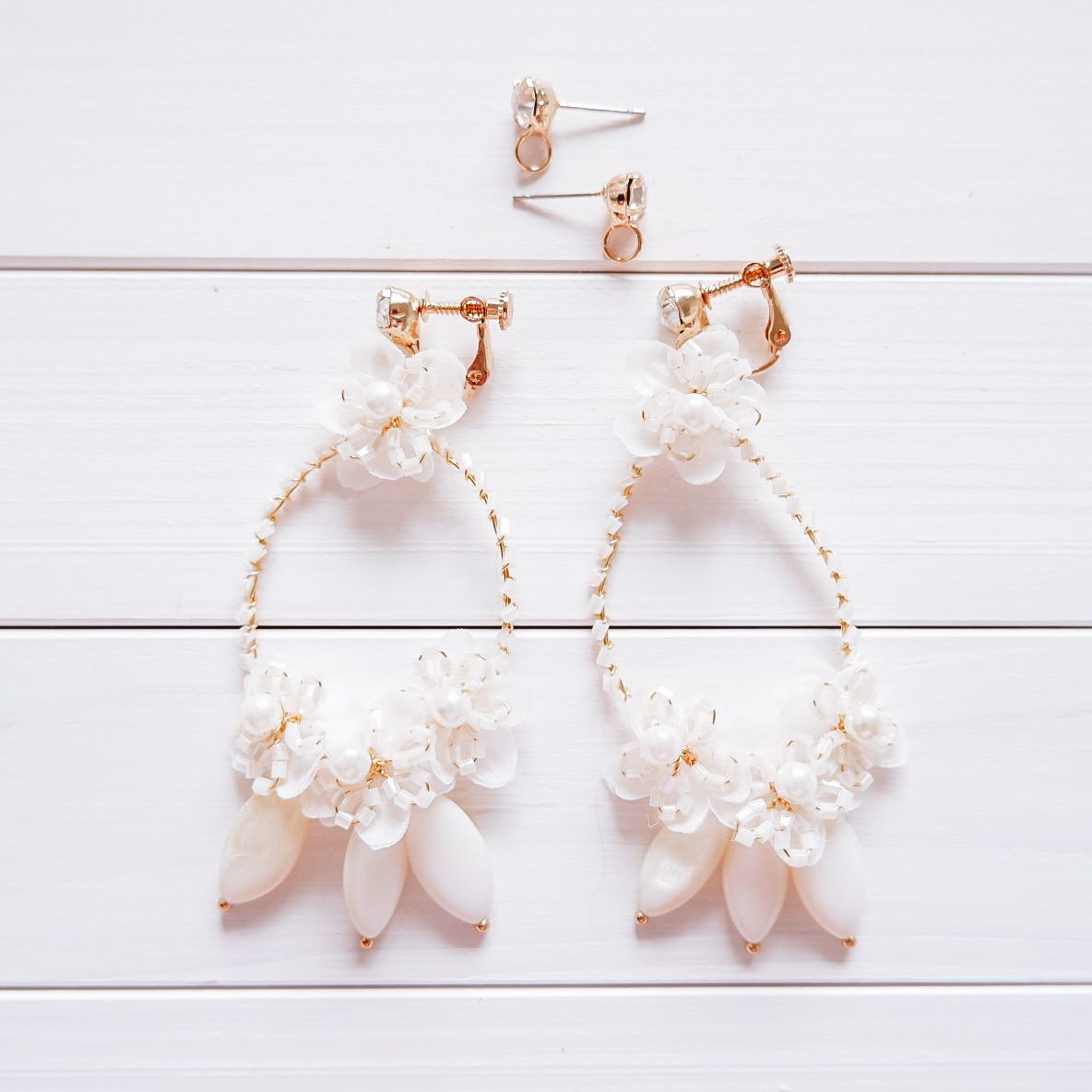 【ピアス】ブライダルピアス アンティークピアス フラワー ゴールド m16 【結婚式 ピアス イヤリング】