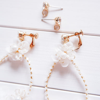 【ピアス】ブライダルピアス アンティークピアス フラワー ゴールド m16 【結婚式 ピアス イヤリング】