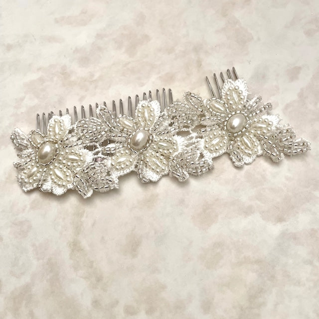 【ヘッドドレス】オリジナル商品 / perleビーズ刺繍ブライダルヘッドドレス 【結婚式 ヘアアクセサリー】
