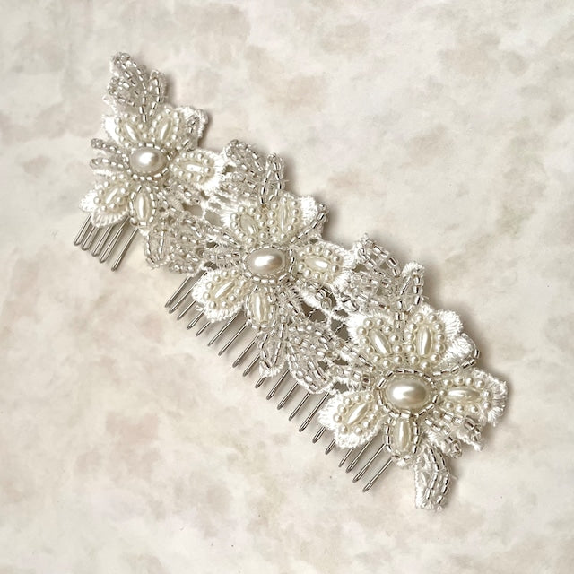 【ヘッドドレス】オリジナル商品 / perleビーズ刺繍ブライダルヘッドドレス 【結婚式 ヘアアクセサリー】