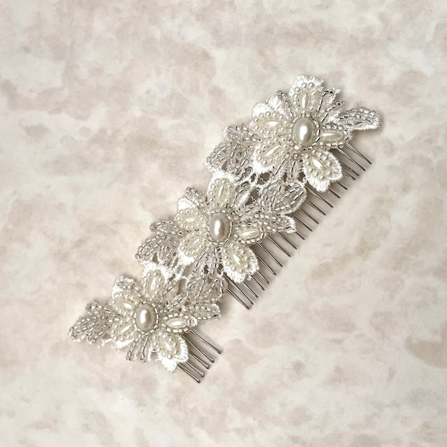 【ヘッドドレス】オリジナル商品 / perleビーズ刺繍ブライダルヘッドドレス 【結婚式 ヘアアクセサリー】