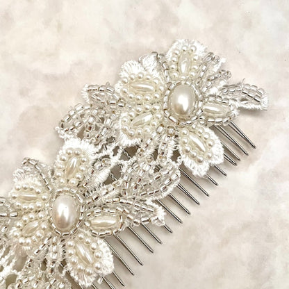 【ヘッドドレス】オリジナル商品 / perleビーズ刺繍ブライダルヘッドドレス 【結婚式 ヘアアクセサリー】