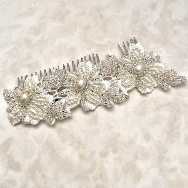 【ヘッドドレス】オリジナル商品 / perleビーズ刺繍ブライダルヘッドドレス 【結婚式 ヘアアクセサリー】