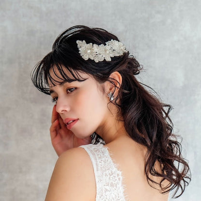 【ヘッドドレス】オリジナル商品 / perleビーズ刺繍ブライダルヘッドドレス 【結婚式 ヘアアクセサリー】